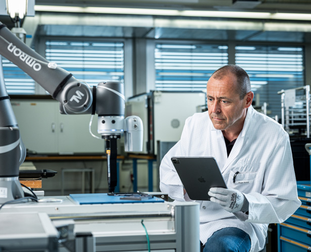 technician operating printer