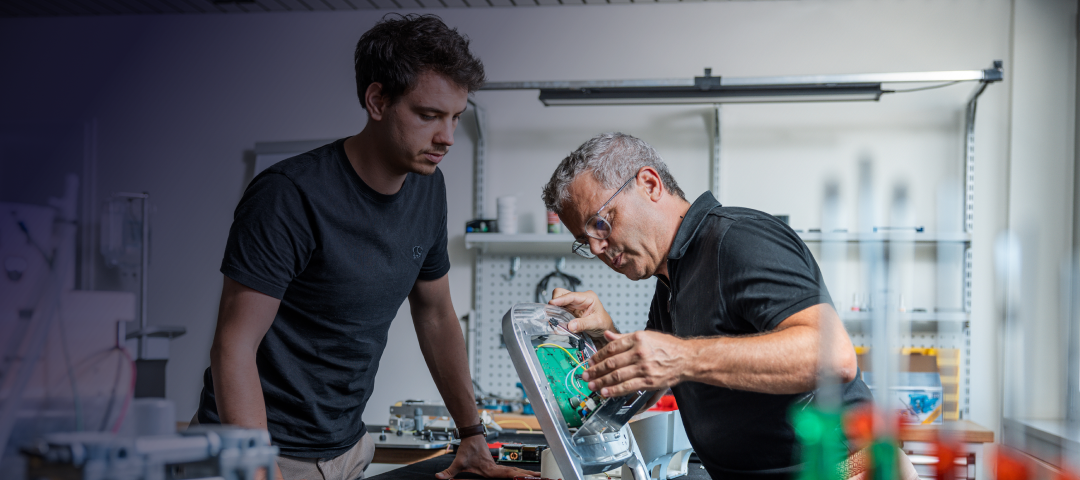 technician operating machine