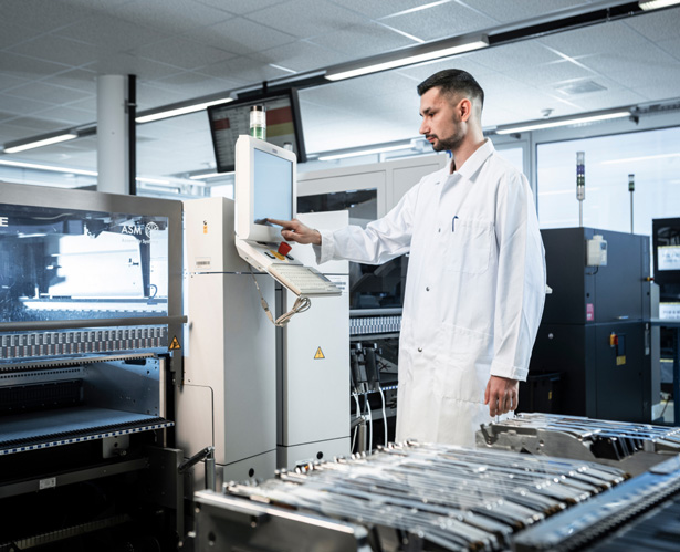 technician operating machine