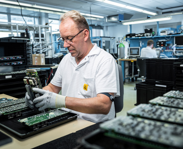 technician operating machine